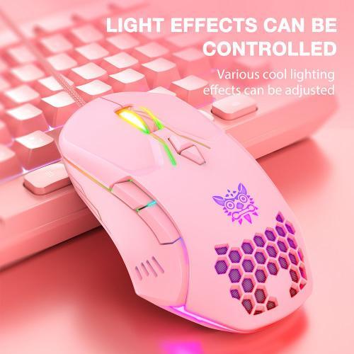 souris de jeu filaire rosse, 6 couleurs RGB LED, DPI USB réglable, antidérapante, pour ordinateur de bureau, PC et portable