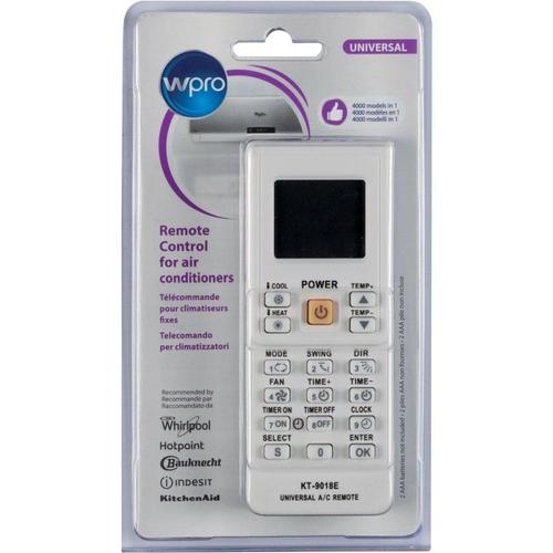 WPRO KT-91018E Télécommande Universelle pour Climatiseur Fixe Compatible avec + de 4000 modèles