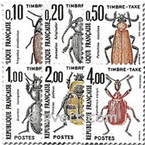 Insectes : Coléoptères (1) Série Complète Année 1982 Timbre Taxe N° 103 104 105 106 107 108 Yvert Et Tellier Luxe