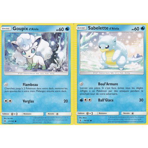 2 Cartes Pokemon - Goupix D'alola 21/145 Et Sabelette D'alola 19/145 - Soleil Et Lune 2 Gardiens Ascendants- Française