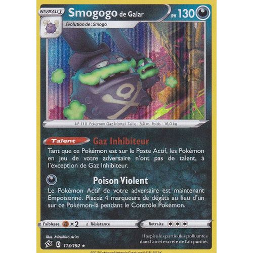 Carte Pokemon Smogogo De Galar Holo Rare 113 192 Epee Et Bouclier 2 Clash Des Rebelles Rakuten