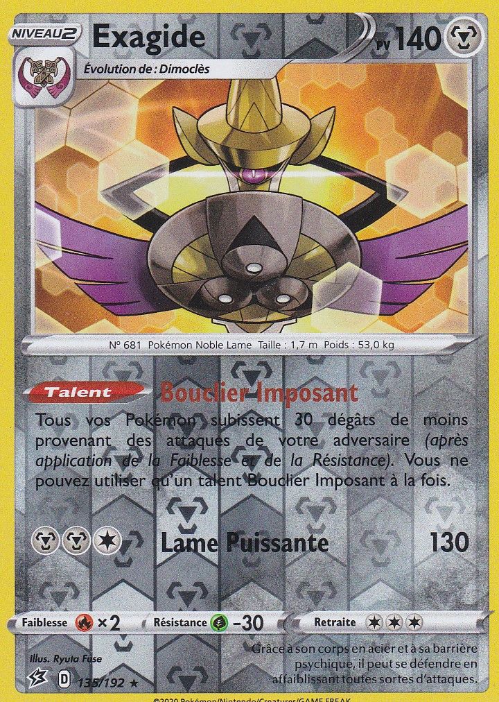 Carte Pokemon - Exagide - Holo Reverse - 135/192 - 140 Pv - Épée Et Bouclier 2 Clash Des Rebelles