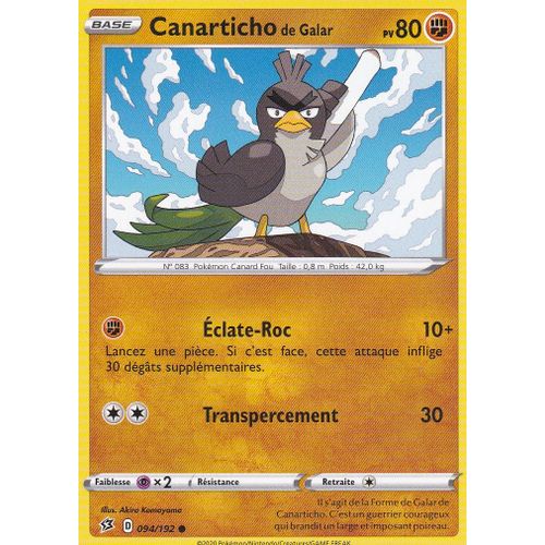 Carte Pokemon - Canarticho De Galar - 094/192 - Épée Et Bouclier 2 Clash Des Rebelles