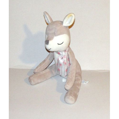 Biche Obaibi Doudou Peluche Animal Beige Assis Okaidi