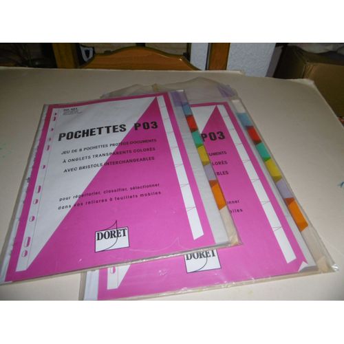 Lot De 2 Jeux De 8 Pochettes Protége Documents À Onglets Po3 Doret