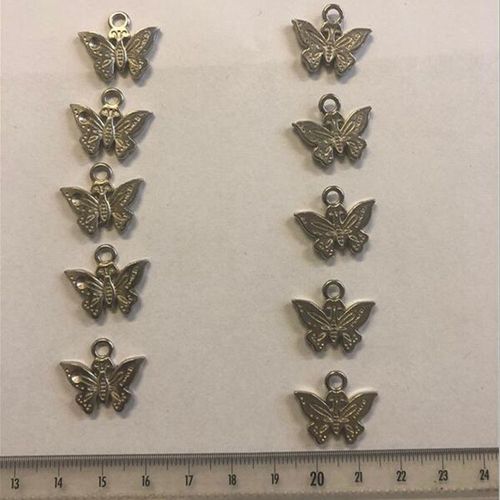 Envoie Lot De 10 Pièces Breloque Pendentifs Métal Papillons Création Diy Couleur Argenté