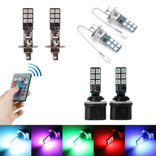 Ampoule De Phares Antibrouillard Led Rvb Pour Voiture, H1, H3, 880, 881, 5050, Comparateur De Couleur, Lumière De Sauna, Lampe De Conduite Automatique, Accessoires De Voiture, 2 Pièces