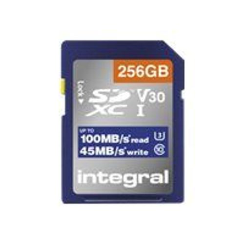 Integral - Carte mémoire flash - 256 Go - Video Class V30 / UHS-I U3 / Class10 - SDXC UHS-I