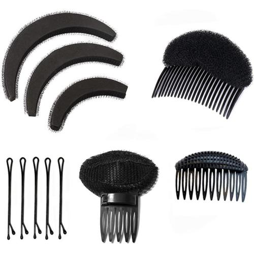 1 Kit D'accessoires De Coiffure Bump It Up Volume Base Tampons Peigne À Cheveux Épingles À Cheveux Queue De Cheval Rouleaux Bagues Pour Chignon Support Pour Femmes Filles 