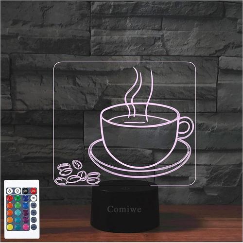 Tasse À Café 3d Illusion Veilleuse Jouets,Décor De Maison Led Lampe De Chevet Table,Tactile & Télécommander 16 Couleurs,Cadeau D'anniversaire De Noël Pour Filles Garçons Enfants Amis Et Famille