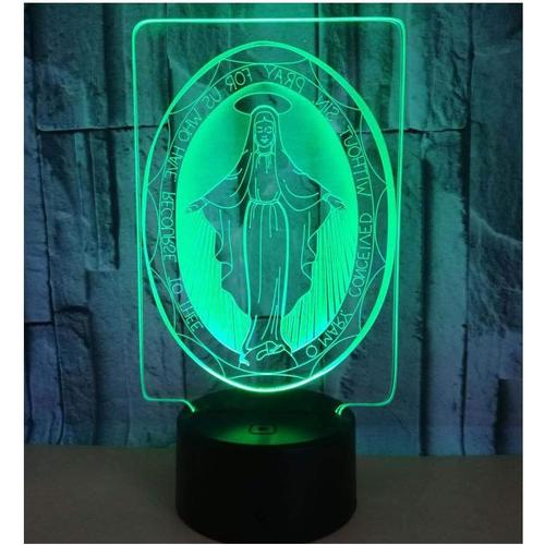 Vierge Marie 3d Illusion Veilleuse Jouets,Décor De Maison Led Lampe De Chevet Table,Tactile & Télécommander 16 Couleurs,Cadeau D'anniversaire De Noël Pour Filles Garçons Enfants Amis Et Famille