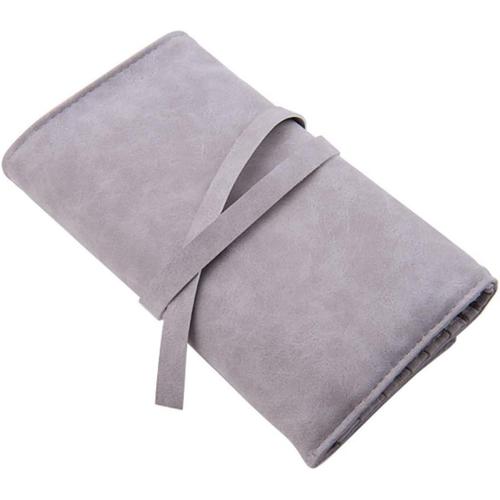 Étui à roulettes pour pinceau de maquillage Porte-pochette 14 poches Sac à cosmétiques Organisateur de pinceau de maquillage portable avec sangle de ceinture pour cadeau de voyage Pinceaux (Gris)