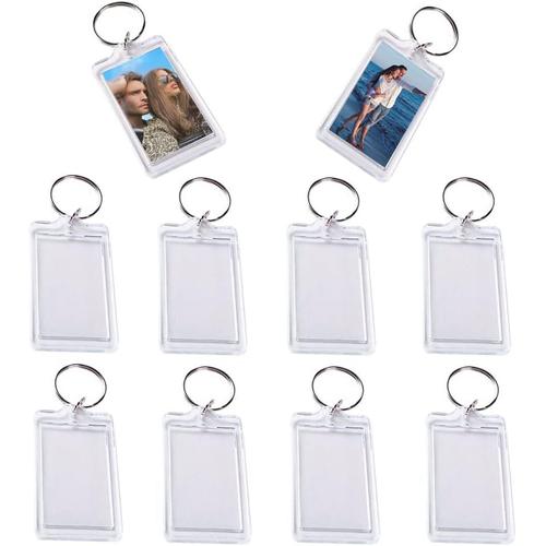 10 Pièces Porte-Clés Photo en Acrylique Porte-clés de Cadre Photo en Rectangle Vierge Insertion de porte-clés Porte Clef Personnalisé Snap in Insérer Idéal pour DIY Hommes Femmes Cadeau