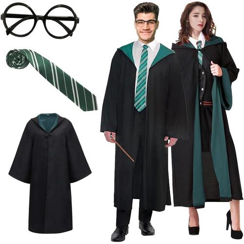 Robe De Magicien Gryffondor, Cape De Serpentard, Robe De Magicien Pour Adulte, Avec Cape, Cravate, Lunettes, Robe De Magicien Pour Carnaval, Cosplay, Costume De Fête