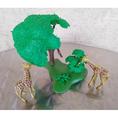 Lot Playmobil Girafes Et Arbre