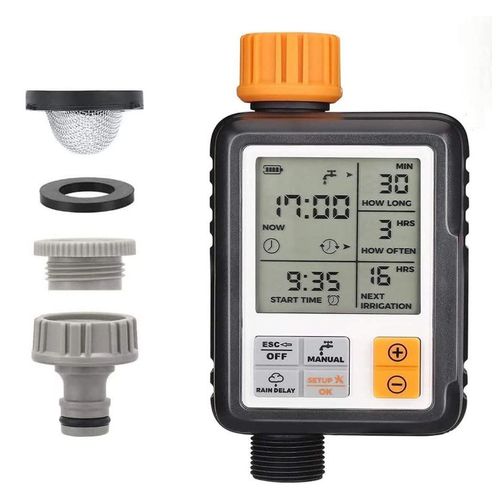 Minuterie Arrosage Automatique pour Jardin, Programmateur d'Arrosage Extérieur, Minuteur Arroseur avec Grand Écran LCD