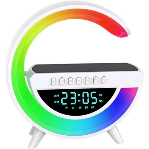 Haut-parleur avec horloge, haut-parleur sans fil - Haut-parleur USB réglable avec horloge et lumière - Osound Equipment Haut-parleurs pour chargement de téléphone pour salon, chevet, chambre à