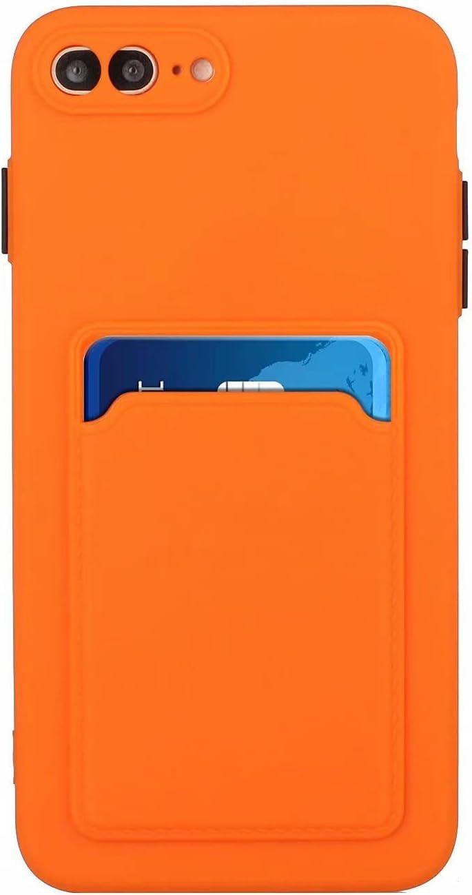 Compatible Avec Coque Iphone 7/8/Se 2020 [Protecteur D'écran] Avec Fente Pour Carte Couvercle De Protection Ultra Mince Flexible Silicone Souple Tpu Antichoc Cas-Orange