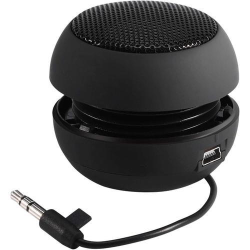 Haut-Parleur dePortable, Design Rétractable, qualité Sonore Pure, Prise3,5 Mm, Batterie Intégrée avec Trou de Suspension pour Téléphone Portable MP3 PC (Noir)