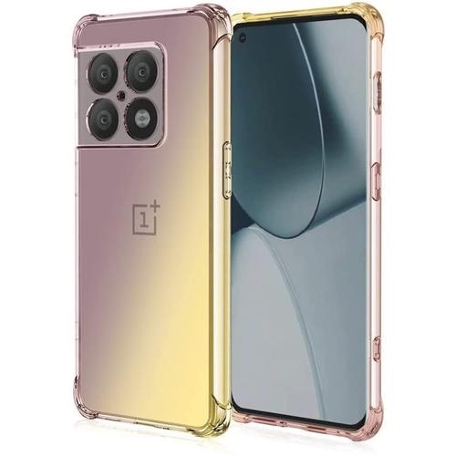 Coque Pour Oneplus 10 Pro 5g Souple Silicone Transparente Gradient Color Tpu Antichoc Housse Anti-Rayures Full Body Protection Oneplus 10 Pro 5g Or Noir