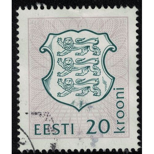 Estonie 1993 Oblitéré Used Coat Of Armes Blason Armoiries Lions Héraldiques Animaux Stylisés Su