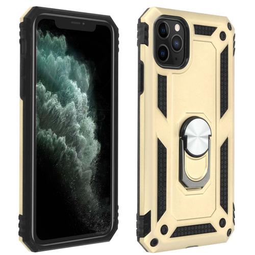 Coque Apple Iphone 11 Pro Max Antichoc Bi-Matière Avec Bague Support Vidéo Or