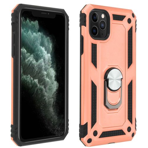 Coque Apple Iphone 11 Pro Max Antichoc Bi-Matière Bague Support Vidéo Rose Gold