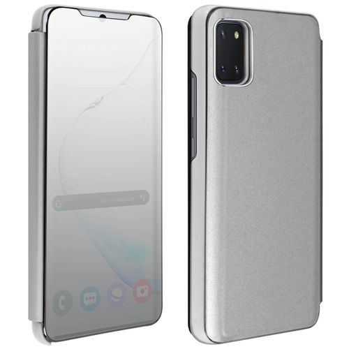 Housse Samsung Galaxy Note 10 Lite Clapet Effet Miroir Support Vidéo Argenté