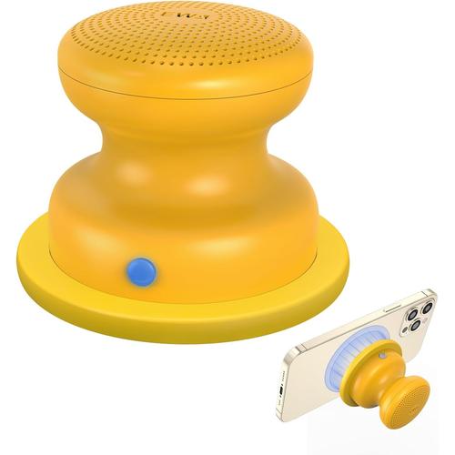 A117 Small Bluetooth Speaker Wireless with Magnetic Base, Powerful and Waterproof, Easy to Attach to Metal Surface, Compatible with iPhone 14/13/12, Portable Mini Speaker for Home/Outdoor-Yellow