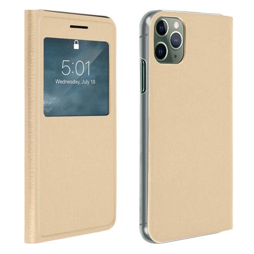 Housse Iphone 11 Pro Max Étui À Clapet Fenêtre D'affichage Or