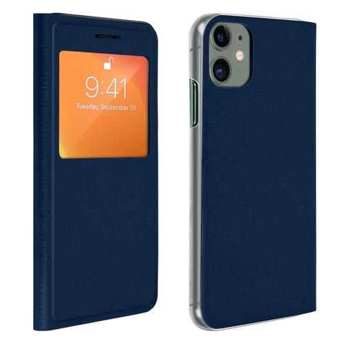 Housse Iphone 11 Étui À Clapet Fenêtre D'affichage - Bleu Nuit