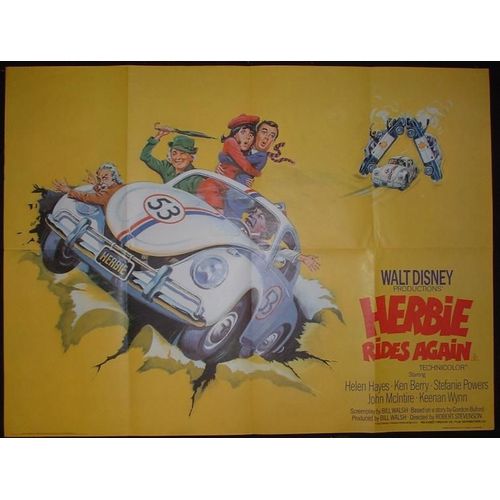 Le Nouvel Amour De Coccinelle - Herbie Rides Again * Robert Stevenson - Film 1974 - Affiche De Cin?ma Originale Anglaise - 80x120 Cm - Movie Poster * Helen Hayes ; Ken Berry - Voiture Ancienne