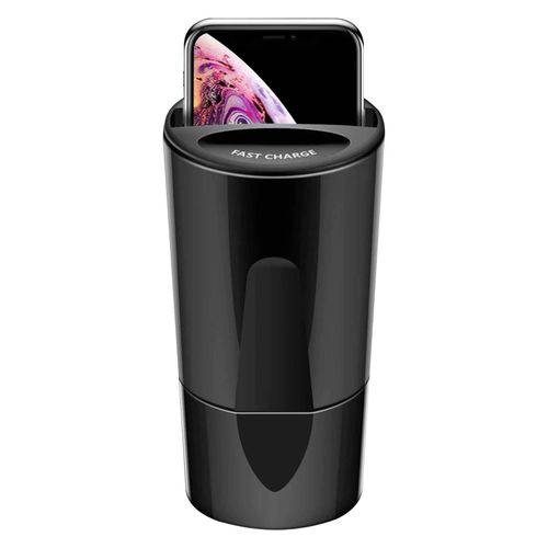 Chargeur Allume-Cigare Fonction Qi 2a Port Usb / Port Usb C 2,4a - Noir