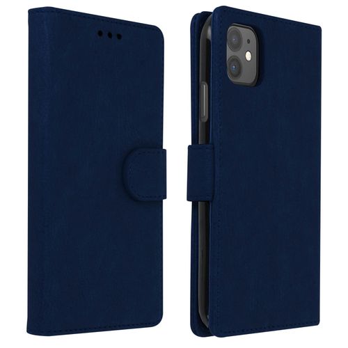 Étui Apple Iphone 11 Housse Intégrale Porte-Cartes Fonction Support Bleu Nuit