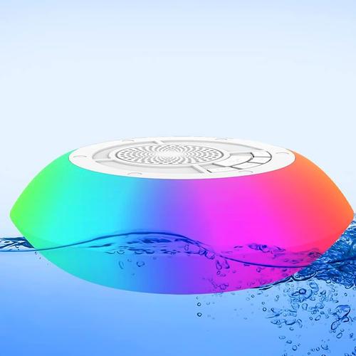 Enceinte Bluetooth Portable Étanche Haut Parleur de Douche sans Fil Haute stéréo LED Lumière Ventouse puissante, Stéréo, Radio, Enceinte Piscine