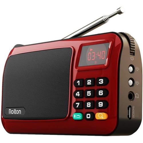 W405 Mini enceinte radio FM portable lecteur de musique carte TF USB pour PC iPod téléphone avec écran LED Rouge