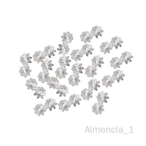 Almencla 6 X 100 Pcs 9,5 Mm Fleur Perle Caps Pour La Fabrication De Bijoux Argent