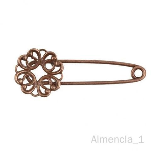 Almencla 6x10 Pièces Filigrane Creux Fleur Coeur Bricolage Broche Hijab Broches Bijoux Rouge Bronze