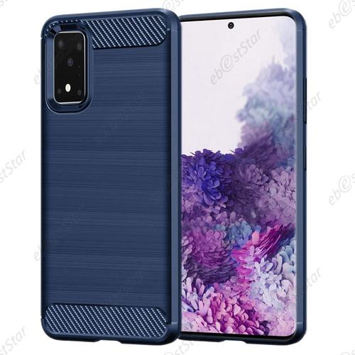 Ebeststar - Coque Samsung Galaxy S20, S20 5g Housse Motif Fibre Carbone Luxe Flex Tpu Premium, Bleu Foncé [Dimensions Precises Smartphone : 151.7 X 69.1 X 7.9mm, Écran 6.2'']