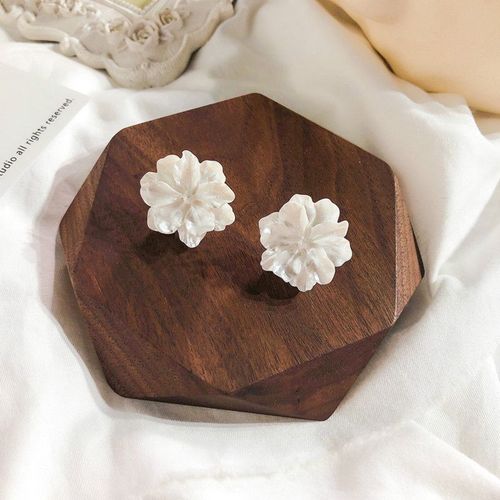 Boucles D'oreilles En Métal Classique Pour Femmes, Stéréoscopique, Simple Fleur Blanche, Bijoux À La Mode, Accessoires Pour Femmes