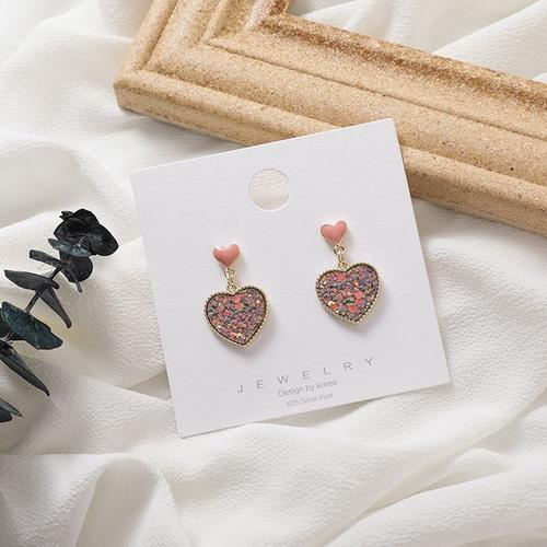 Boucles D'oreilles En Forme De C?ur Pour Femme, Bijou Classique Et Élégant, De Couleur Rose, À La Mode, Pour Fête De Mariage, Nouvelle Collection Coréenne 2020