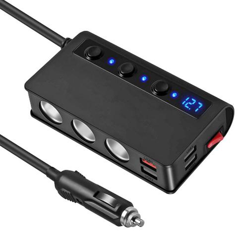 Chargeur De Voiture Multifonction 180w, Sans Électricité, Adaptateur Allume-Cigare À 3 Prises, Distributeur De Puissance Pour Voiture, Prise De Courant Cc