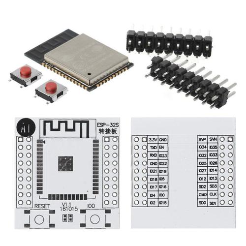 Module pratique ESP-WROOM-32 Wifi IoT Wlan BLE + carte d'adaptation ESP-32S ESP32, pas de 2.54mm, carte d'adaptation ESP-32S ESP32