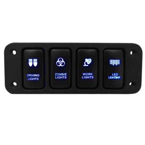 Panneau De Commutation À Bascule 12v Avec 4 Boutons Led Bleus On/Off, Avec Câble De 150mm Pour Toyata