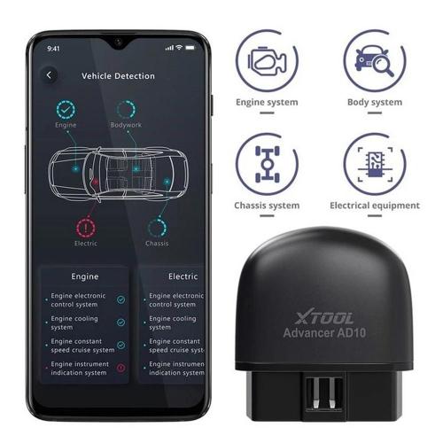 Ad10 Scanner De Diagnostic Obd2, Compatible Bluetooth, Ingénierie, Lecture De Code, Fonctionne Avec Ios/Android Avec Fonction Hud