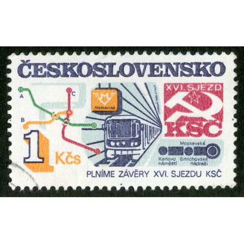 Timbre Oblitéré Ceskoslovensko, Plnime Zavery Xvi Sjezdu Ksc, 1 Kcs