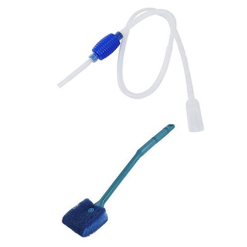 1 Pièces Bleu Double Face Éponge Brosse De Nettoyage Épurateur Nettoyant & 1 Pièces de Réservoir de Poissons D'aquarium Siphon Vide Pompe À Eau