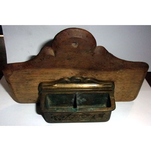 Ancien Cendrier De Train En Bois Et Laiton