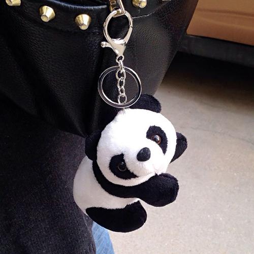 Porte Clés À Breloques En Fourrure De Panda Pour Femmes, 12/10cm, Porte Monnaie En Peluche, Pendentif Animal, Bijoux, Décoration Pour Sac