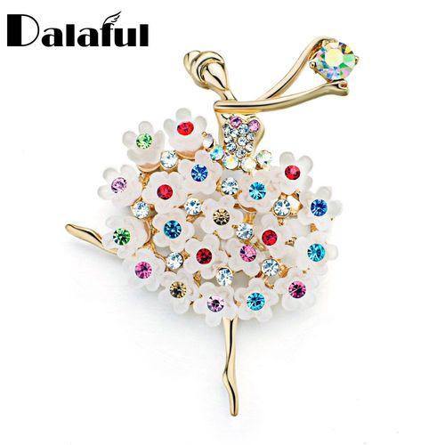 Jupe À Fleurs En Cristal Multicolore Pour Danseuse De Ballet, Accessoires De Vêtements, Broches Florales Fantaisie, Broche Pour Mariage, Z016